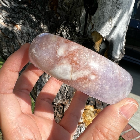 SUPER RARE - Amethyst Flower Agate Bangle Bracelet - Picture 5 of 7